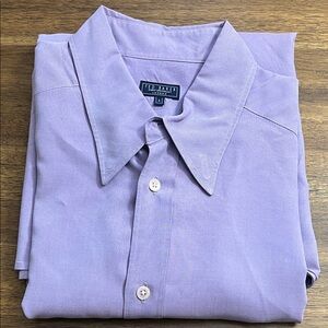 Ted Baker Shirt Men's 4 Purple White Polynosic Long Sleeve Button-Down Classic